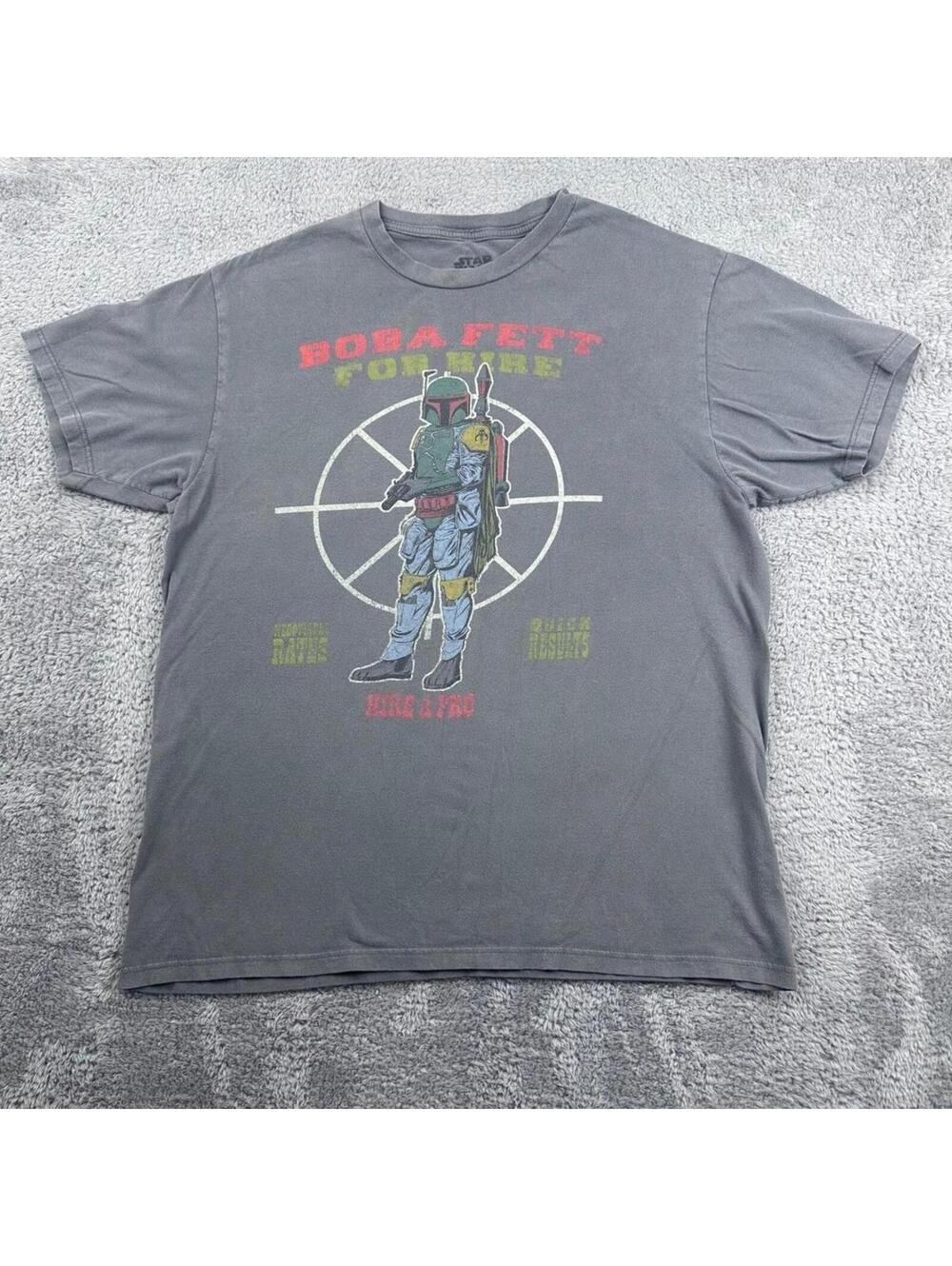 Star Wars Boba Fett Graphic T Shirt Mens Large Gray Fifth Sun Bounty Hunter Tee